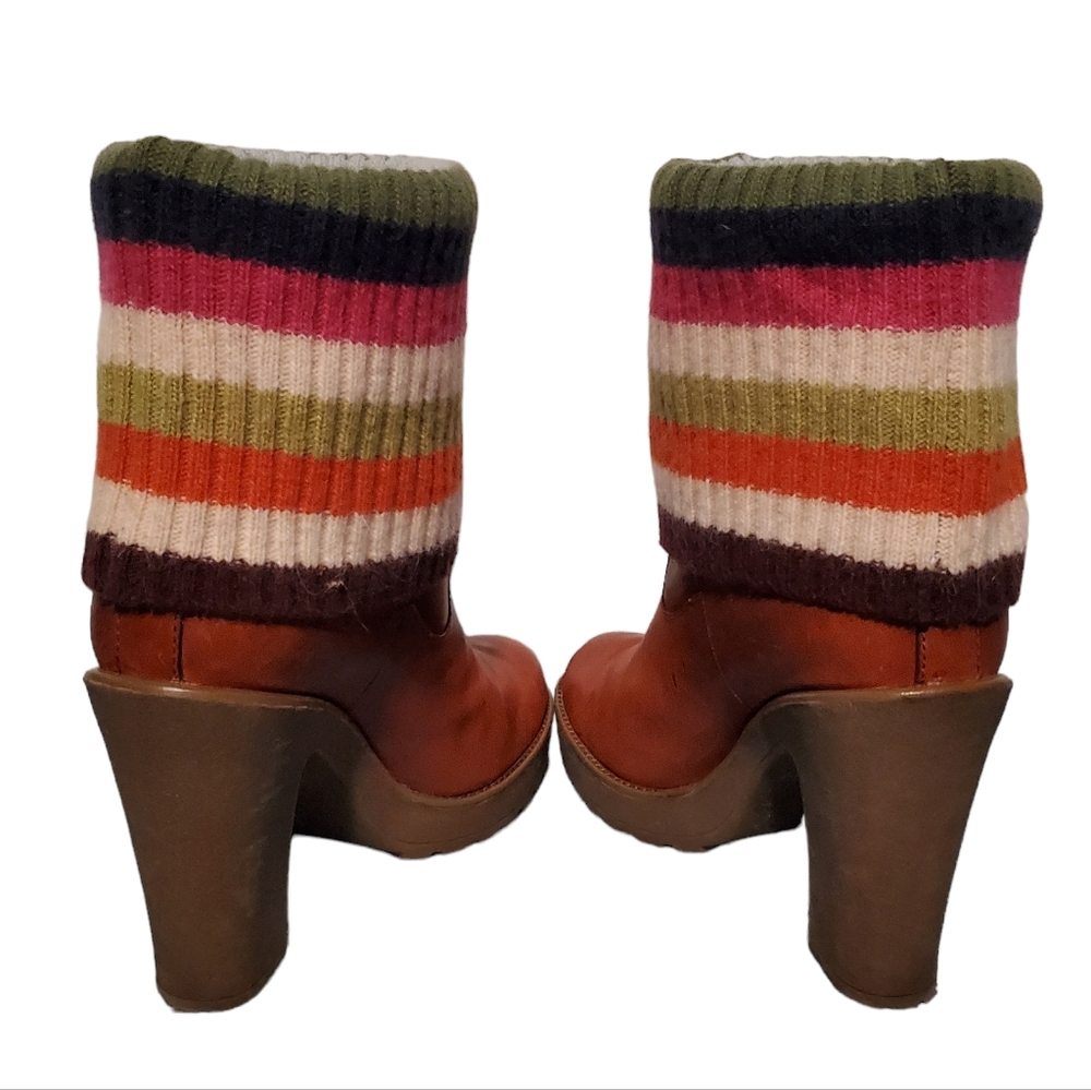 Coach Laurette Brown Leather/Wool Block Heel Ankle Booties Boots Women's Size 8M - Picture 8 of 11